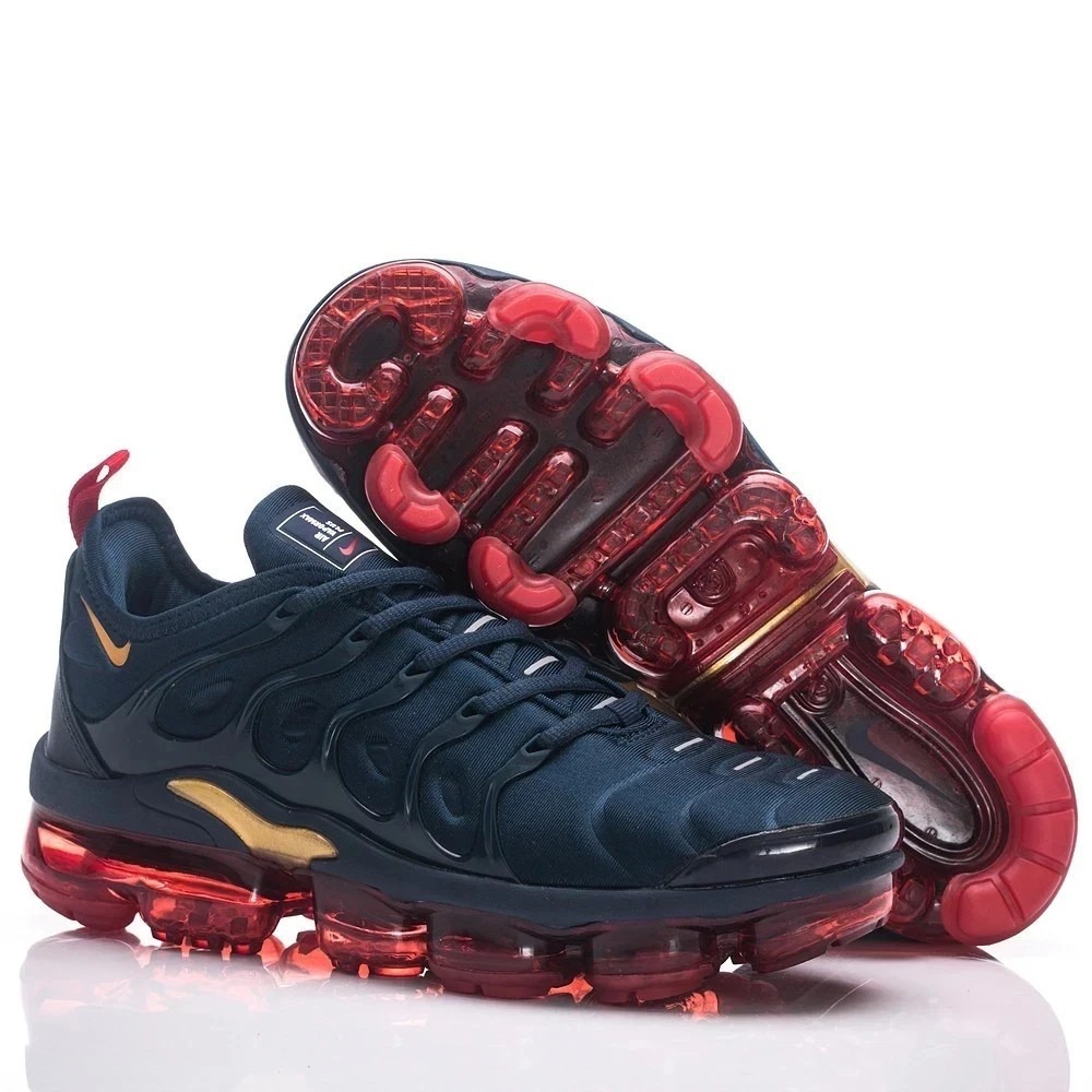 Nike Air VaporMax Plus Olympic Midnight Navy Gold Red Shoes 924453-405 Size 8.5